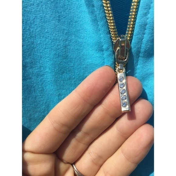 Quacker Factory Womens Full Zip Vest Size XS NEW Blue Rhinestone Preppy Casual - Picture 6 of 10